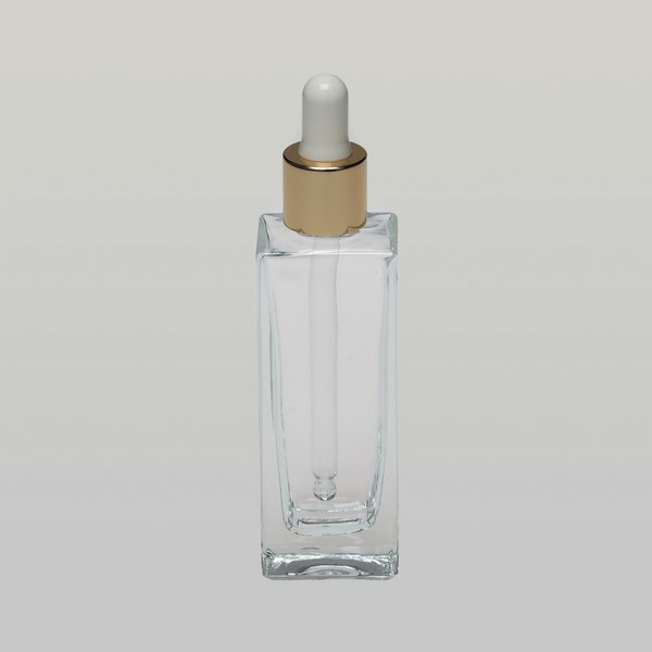 Clear Glass Serum Bottle with Dropper - Square - Luxury Private