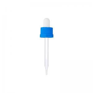 Blue Serum Droppers Fine Ribbed with an 18/415 Finish Child Resistant, 80mm (3 1/8") Glass Pipette, Tapered Tip