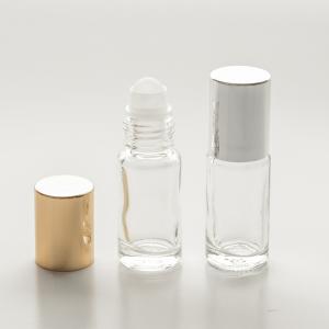 5ml (1/6 oz) Clear Cylinder Glass Bottle with Plastic Roller and Color Cap