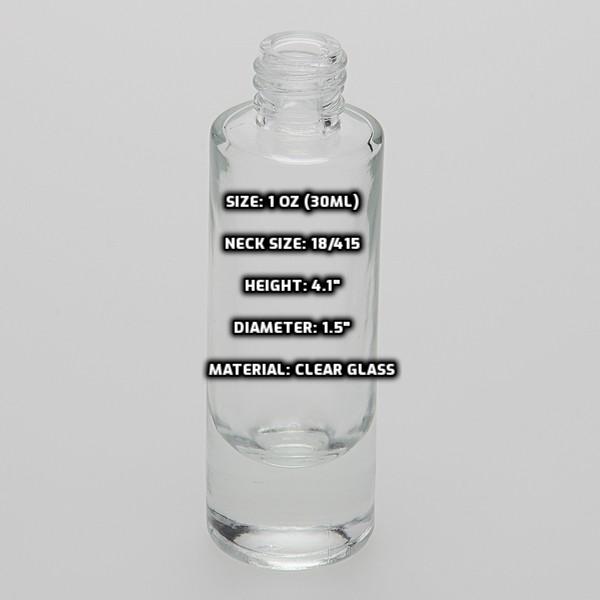 1 Oz Clear Cylinder Slope Glass Bottle with 20-400 neck finish