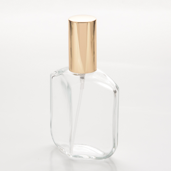 2 oz (60ml) Flat Square Clear Glass Bottles