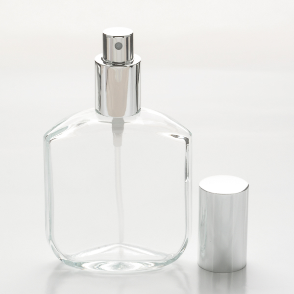 2 oz (60ml) Flat Square Clear Glass Bottles