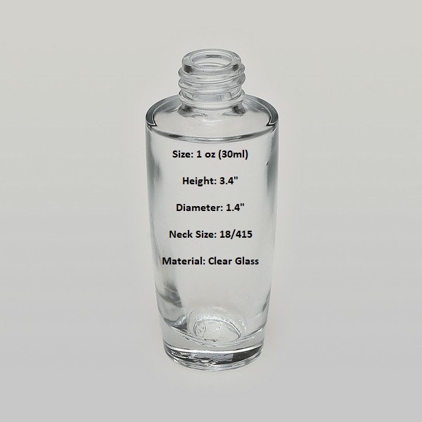 1 oz (30ML) Shoulder-Shaped Clear Glass Bottle (Heavy Base Bottom) with Fine Mist Spray Pumps