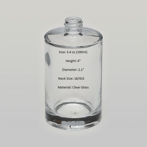 3.4 oz (100ml) Deluxe Watch-Style Clear Glass Bottle