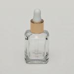 1/2 oz (15ml) Square Clear Glass Bottle with Serum Droppers