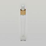 1/3 oz (10ml) Deluxe Square Clear Glass Bottle (Heavy Base Bottom) with Serum Droppers