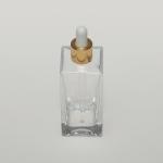 3.4 oz (100ml) Tall Square Clear Glass Bottle (Heavy Base Bottom) with Serum Droppers-minicase