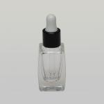 1/4 oz (7.5ml ) Square Curve-Shaped Clear Glass (Heavy Base Bottom) with Serum Droppers