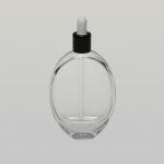 1.7 oz (50ml) Deluxe Tall Oval-Shaped Clear Glass Bottle (Heavy Base Bottom) with Serum Droppers