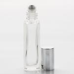 1/4 oz (7.5ml) Roll-On Tall Square Clear Glass Bottle (Stainless Steel Rollers) and Color Caps
