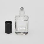 Roll-On Square 1/2 oz (15ml) Clear Glass Bottle (Stainless Steel Roller)