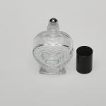 1/2 oz (15ml) Heart-Shaped Clear Glass Roll-on Bottle (Stainless Steel Roller and Color Caps)