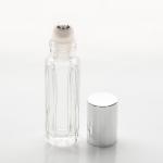 1/3 oz (10ml) Beveled-Square Deluxe Clear Glass Roll-on Bottle  with Plastic Roller and Color Cap
