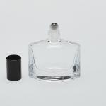 1/2 oz (15ml) Elegant  Eye-Shaped Clear Glass Bottle (Heavy Base Bottom) with Stainless Steel Roller and Color Caps