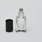 1/6 oz (5ml) Roll-On Square Clear Glass Bottle (Heavy Base Bottom) with Stainless Steel Roller and Color Caps